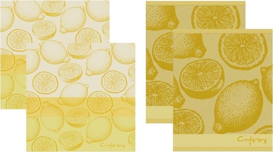 DDDDD Keukendoeken En Theedoeken Citrus Yellow (2+2 stuks)