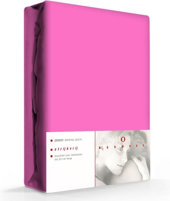 Hoeslaken Katoen Strijkvrij Donker Roze-180 x 220 cm