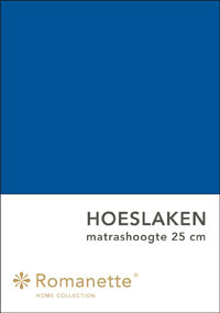 Romanette Hoeslaken Katoen Kobalt Blauw-90 x 200 cm