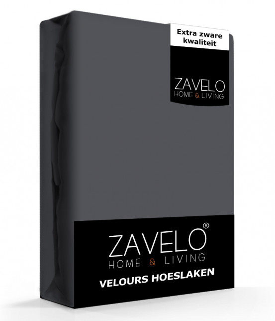 Zavelo Hoeslaken Velours Antraciet - Fluweel Zacht - 30 cm Hoekhoogte - Rondom Elastiek - Velvet