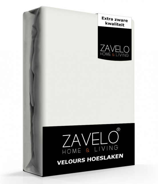 Zavelo Hoeslaken Velours Ivoor - Fluweel Zacht - 30 cm Hoekhoogte - Rondom Elastiek - Velvet 