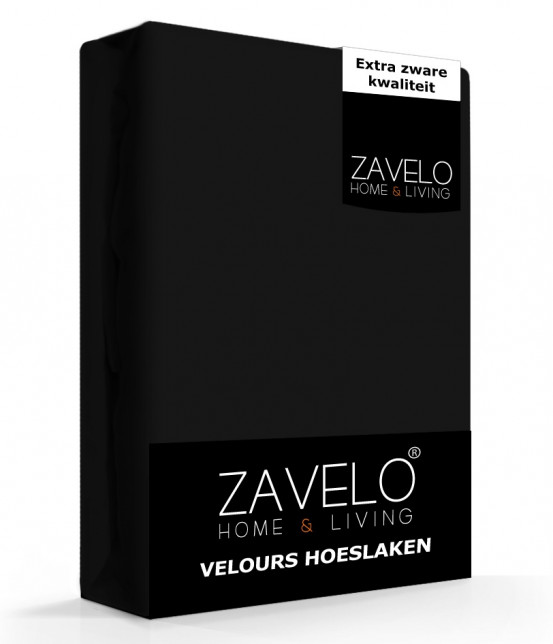 Zavelo Hoeslaken Velours Zwart - Fluweel Zacht - 30 cm Hoekhoogte - Rondom Elastiek - Velvet