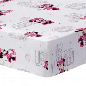 Disney Minnie Mouse Hoeslaken Shopping - 90 x 200 cm - 100% Katoen