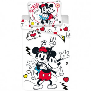 Minnie en Mickey Mouse Dekbedovertrek Retro Heart
