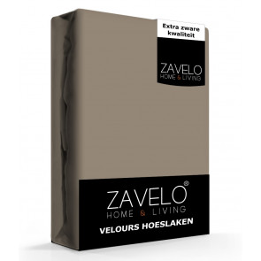 Zavelo Hoeslaken Velours Taupe - Fluweel Zacht - 30 cm Hoekhoogte - Rondom Elastiek - Velvet