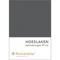 Romanette Hoeslaken Katoen Antraciet-90 x 200 cm