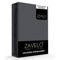 Zavelo Hoeslaken Velours Antraciet - Fluweel Zacht - 30 cm Hoekhoogte - Rondom Elastiek - Velvet 
