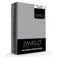 Zavelo Hoeslaken Velours Grijs - Fluweel Zacht - 30 cm Hoekhoogte - Rondom Elastiek - Velvet 