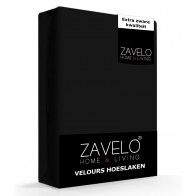 Zavelo Hoeslaken Velours Zwart - Fluweel Zacht - 30 cm Hoekhoogte - Rondom Elastiek - Velvet 