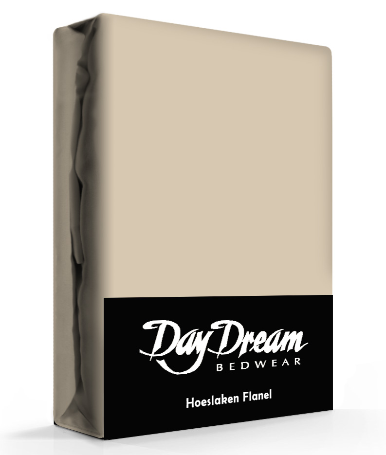 Flanellen Hoeslaken Taupe Day Dream-180 x 200 cm