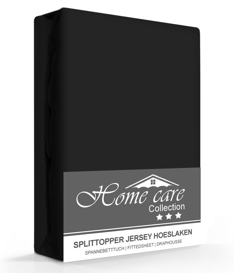 Homecare Jersey Splittopper Hoeslaken Zwart-140 x 200 cm