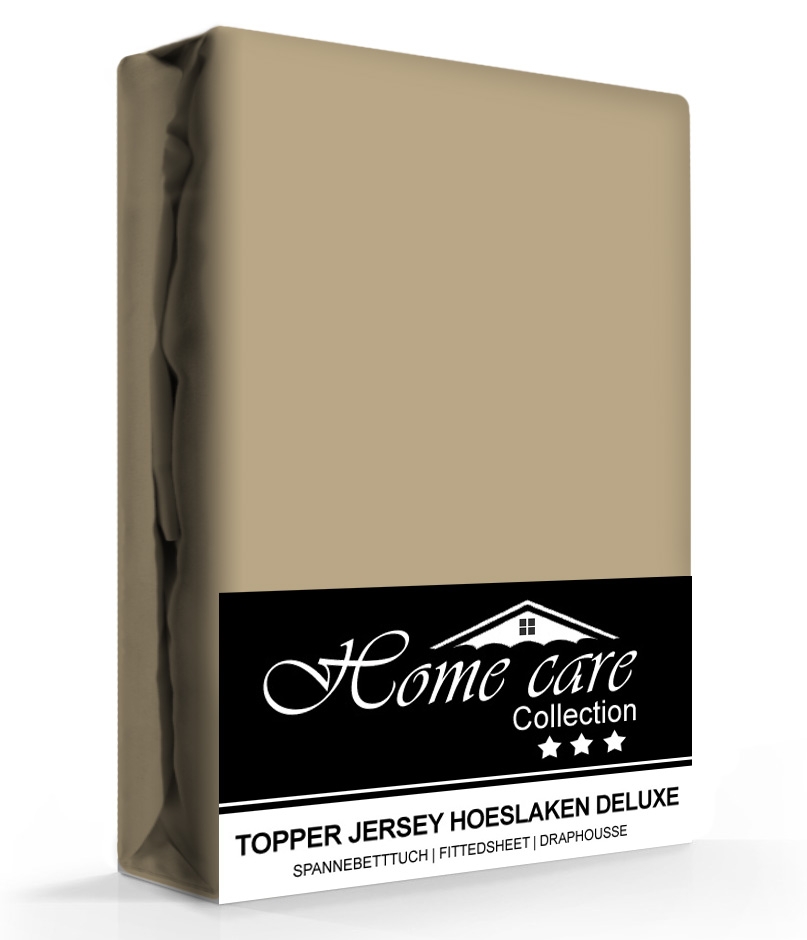 Homecare Jersey Topper Hoeslaken Taupe-120/140 x 200/220 cm