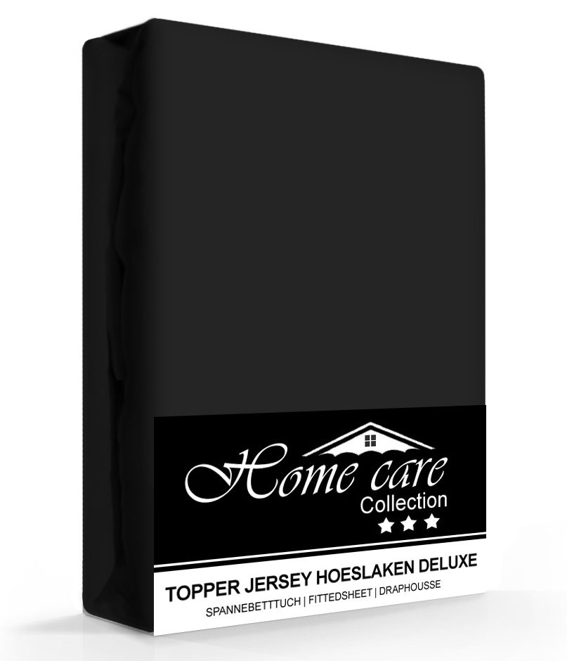 Homecare Jersey Topper Hoeslaken Zwart-190/200 x 200/220 cm