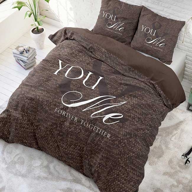 Dreamhouse Dekbedovertrek Love For You And Me Taupe-240x200/220