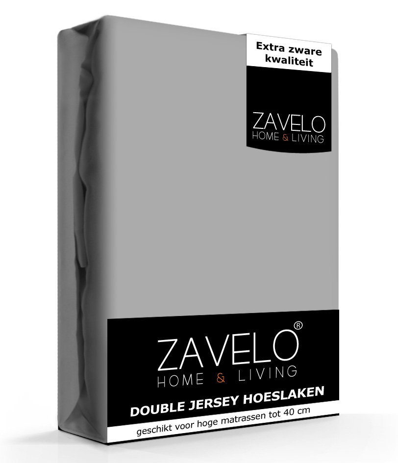 Zavelo Double Jersey Hoeslaken Grijs-1-persoons (90x200 cm)